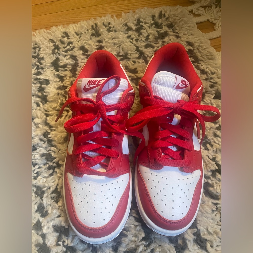 Nike Women's Dunk Low Shoes: University Red/White- Woman’s 6./Men’s 5